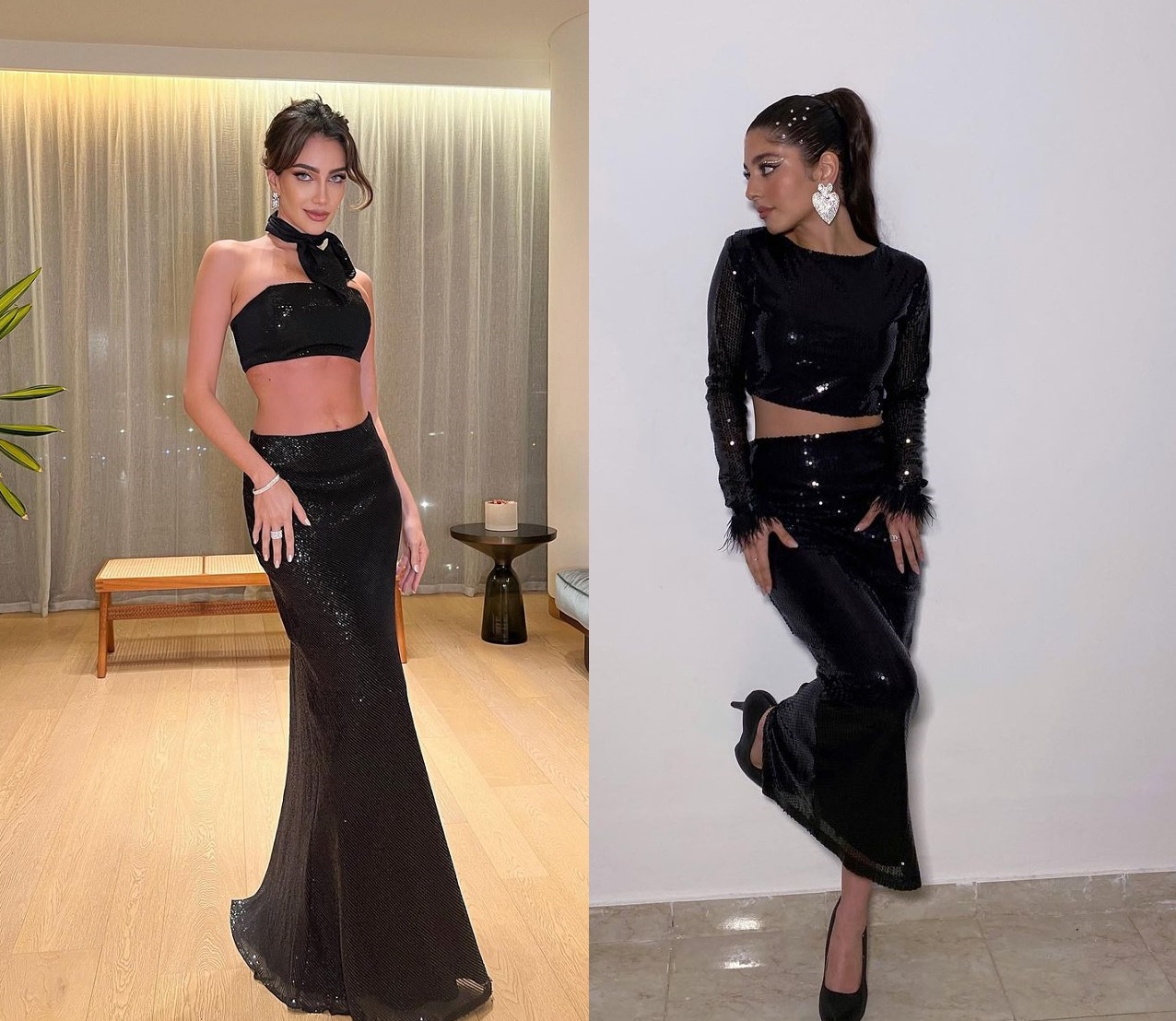 مايان السيد وجيسيكا قهواتي بلوك سهرة ملفت بستايل التنورة الطويلة