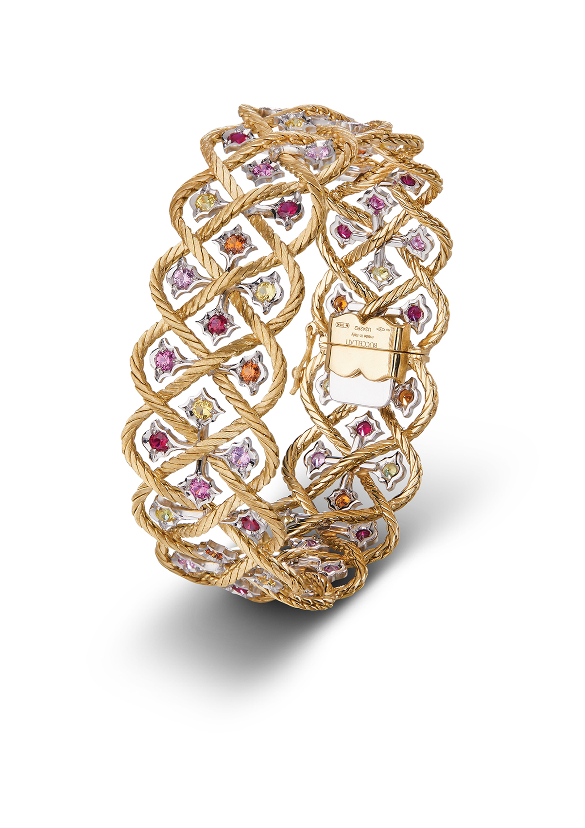 سوار من مجموعة Étoilée Color من الياقوت الوردي، السبيسارتين، والياقوت الأحمر