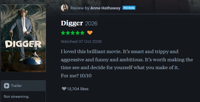 آن هاثاواي تدافع عن توم كروز وتمنح "Digger" تقييما كاملا