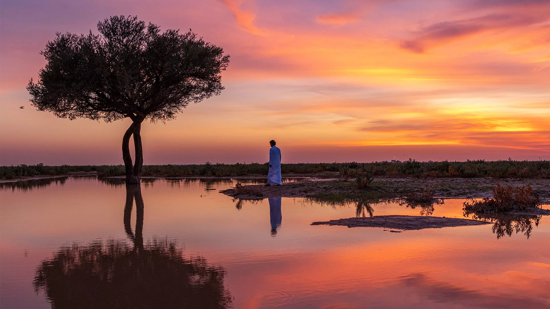 أجواء السكون والتأمل لحظة الغروب في روضة التنهات