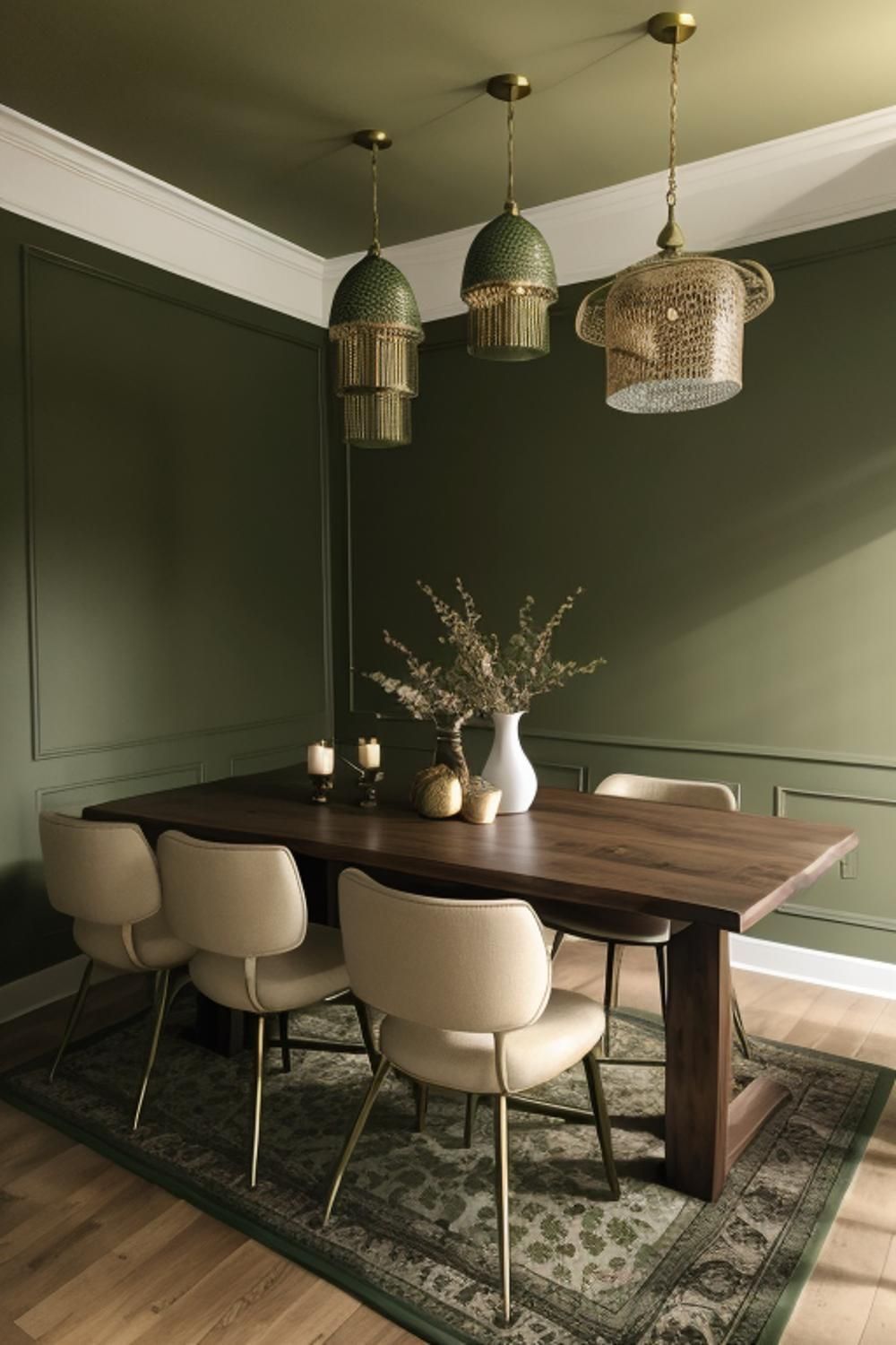 أحد درجات الأخضر الغابي بطل غرفة الطعام