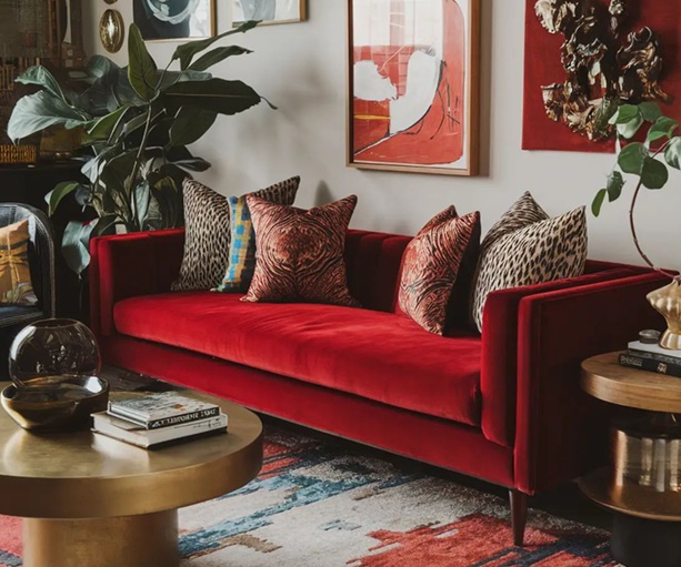 أريكة بيانية بالأحمر الناري