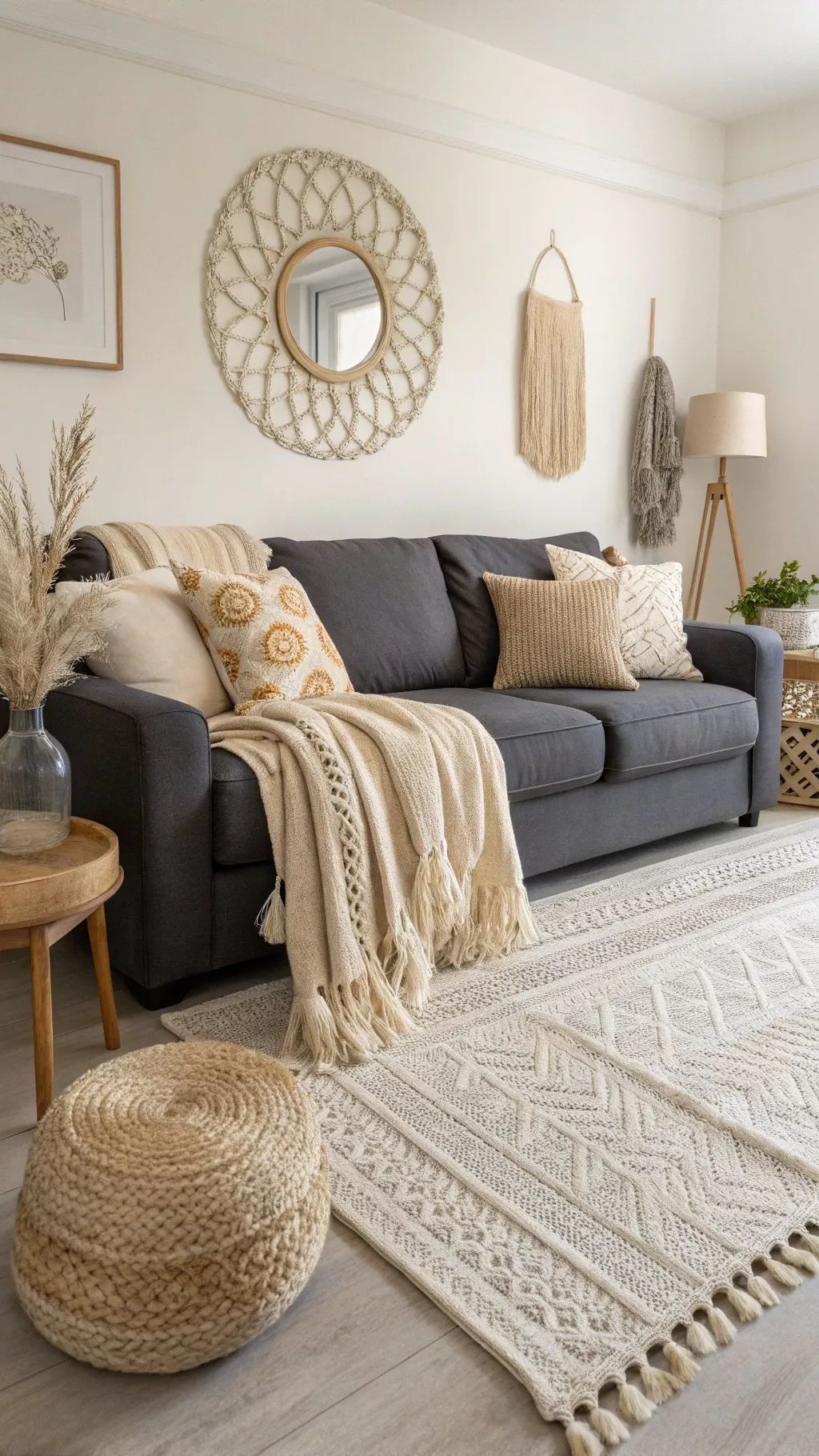 أريكة مزبنة بوسائد وبطانية رمي لمظهر أكثر انسيابية وأناقة