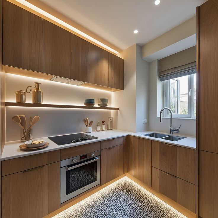 أشرطة إضاءة LED مخفية فوق الخزائن