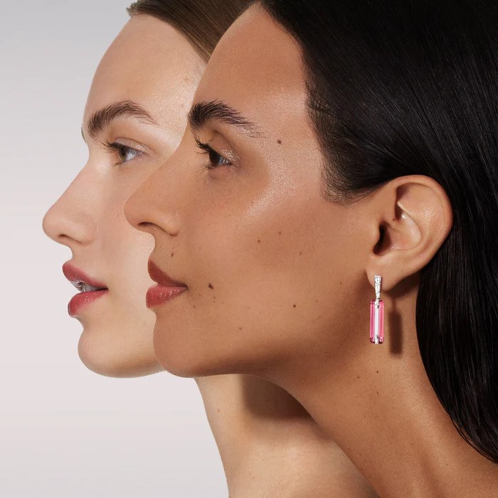 أقراط من الماس والتورمالين الوردي من Boghossian