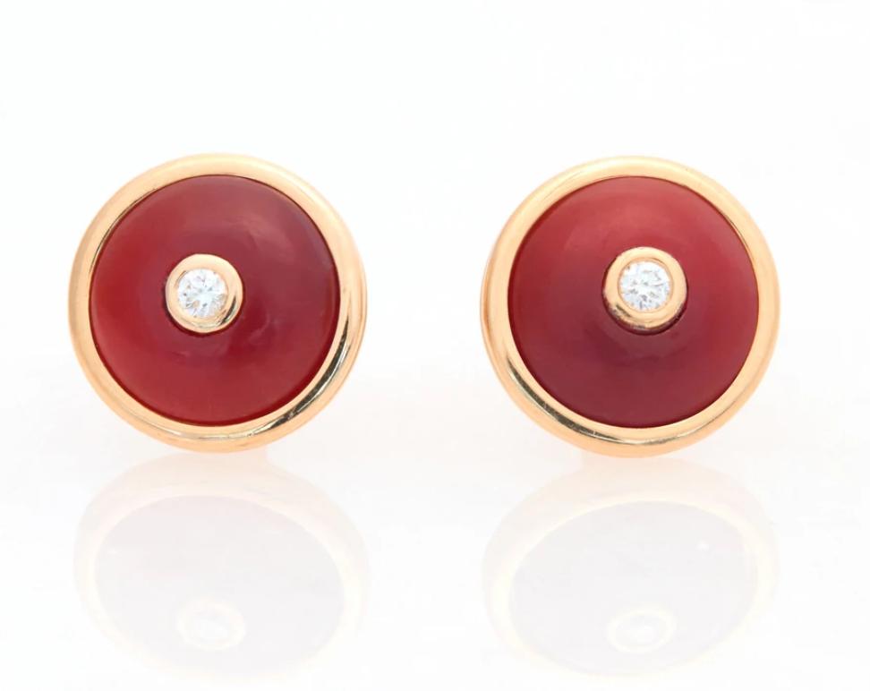 أقراط BURNT RED CHALCEDONY من Sherman Field