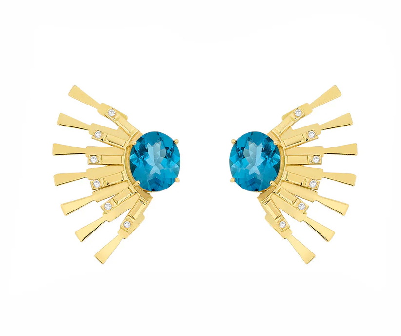 أقراط Blue Topaz Valentim Sun Ray من CAROL KAUFFMANN