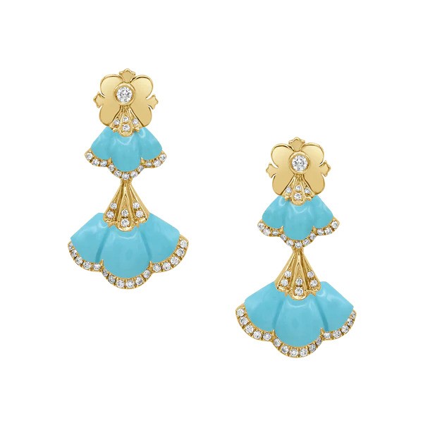 أقراط Ginkgo Double Motif Turquoise من La Marquise
