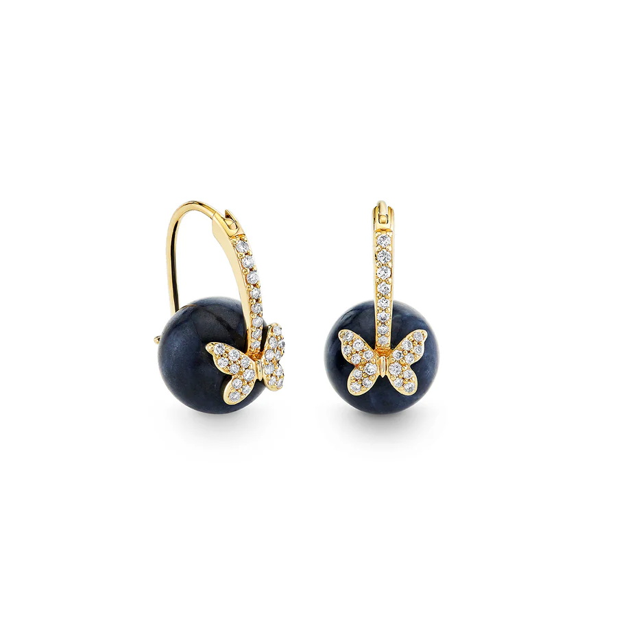 أقراط Gold & Diamond Butterfly من Sydney evan