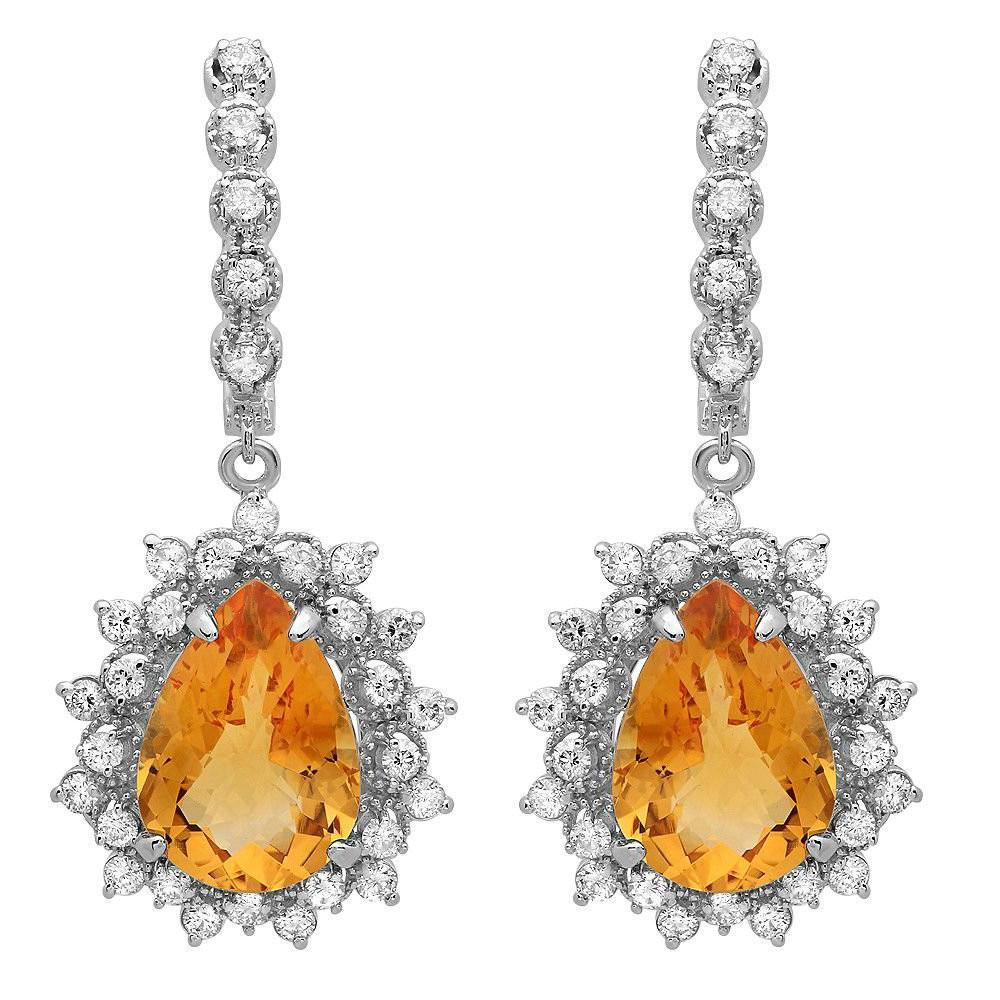 أقراط Pear Citrine & Diamond من Raven Fine Jewelers