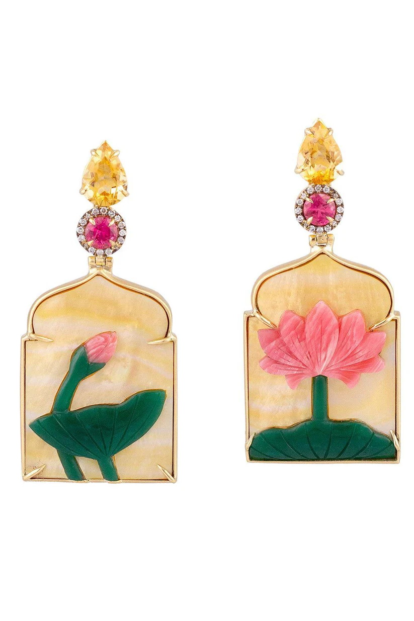 أقراط Pearl Aventurine Window من SILVIA FURMANOVICH