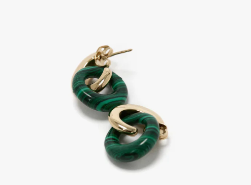أقراط Resin Pendant Earrings In Light Gold-Emerald المتدلية 