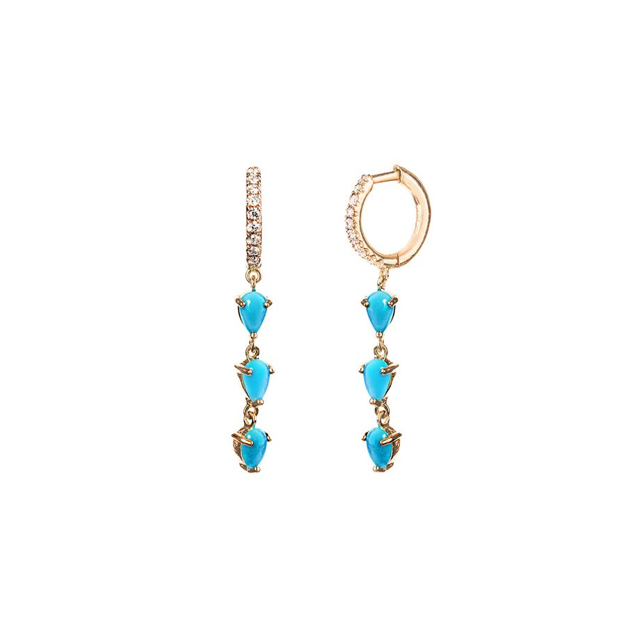 أقراط Turquoise Droplets Hoop من bystonejewelry