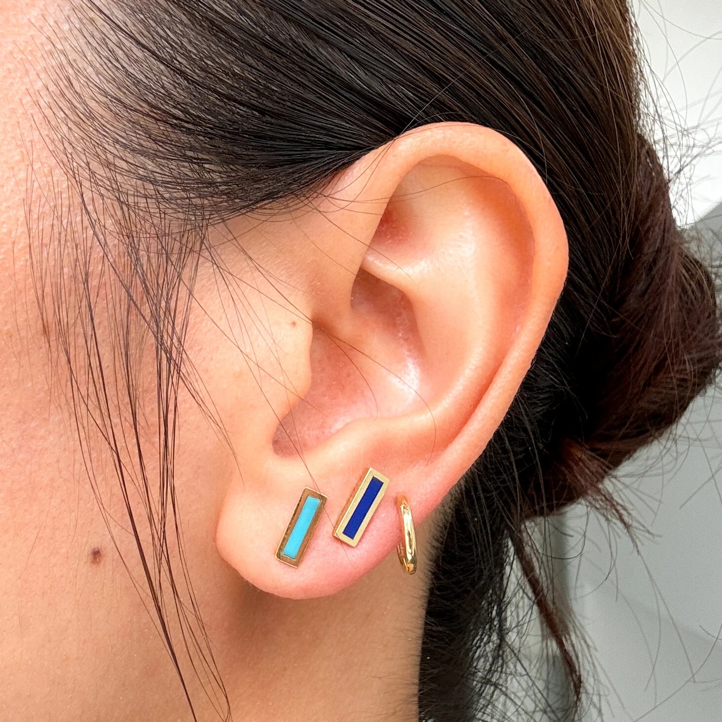 أقراط Turquoise Inlay Bar Studs من Jennifer Meyer