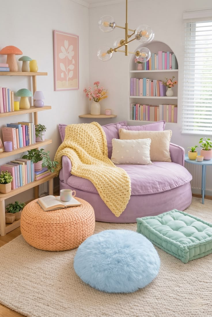 ألوان الربيع المبهجة في ركن القراءة