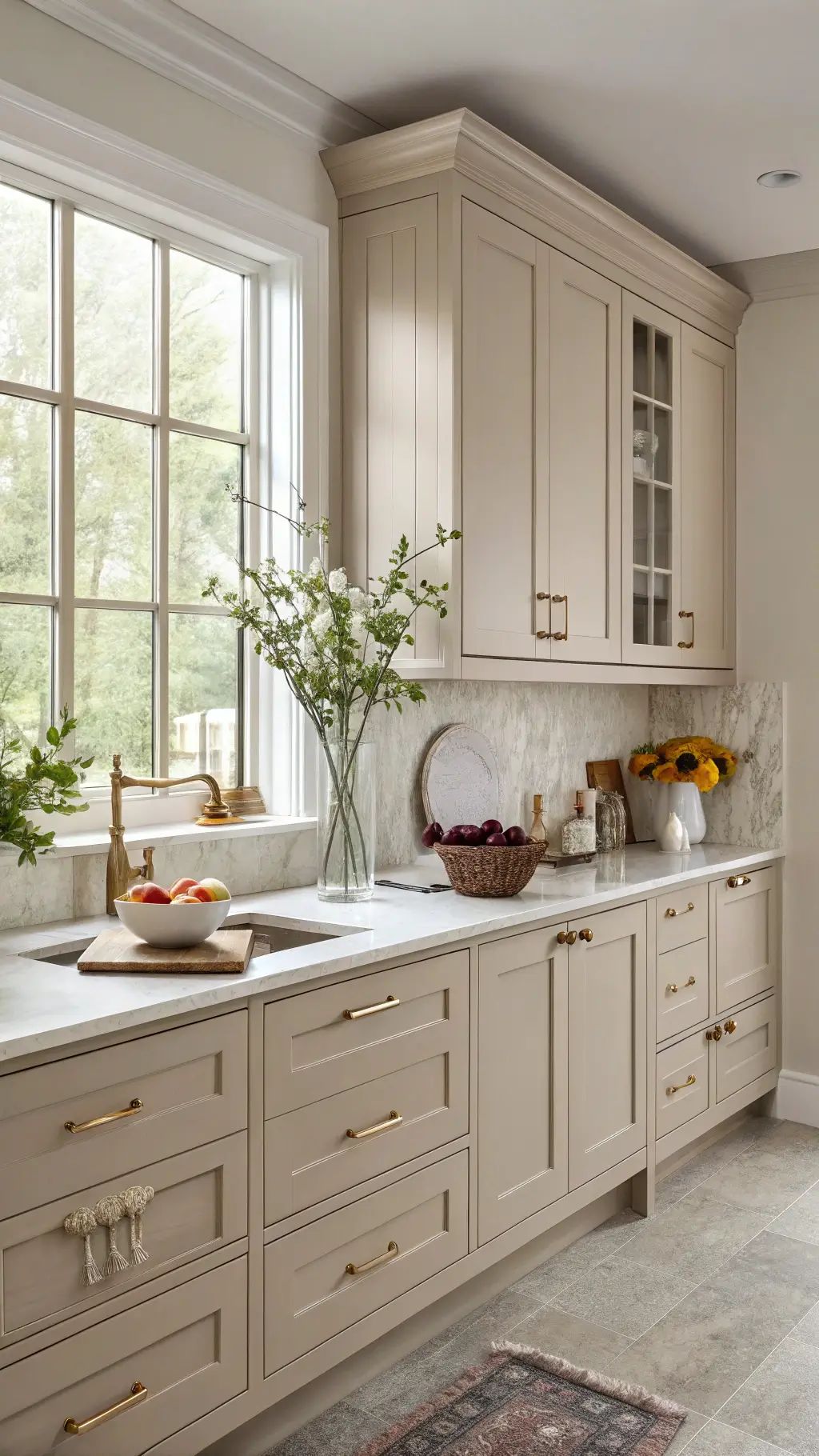 إضافة أشرطة زخرفية تصل الخزائن بالسقف يضفي إحساسًا بالفخامة