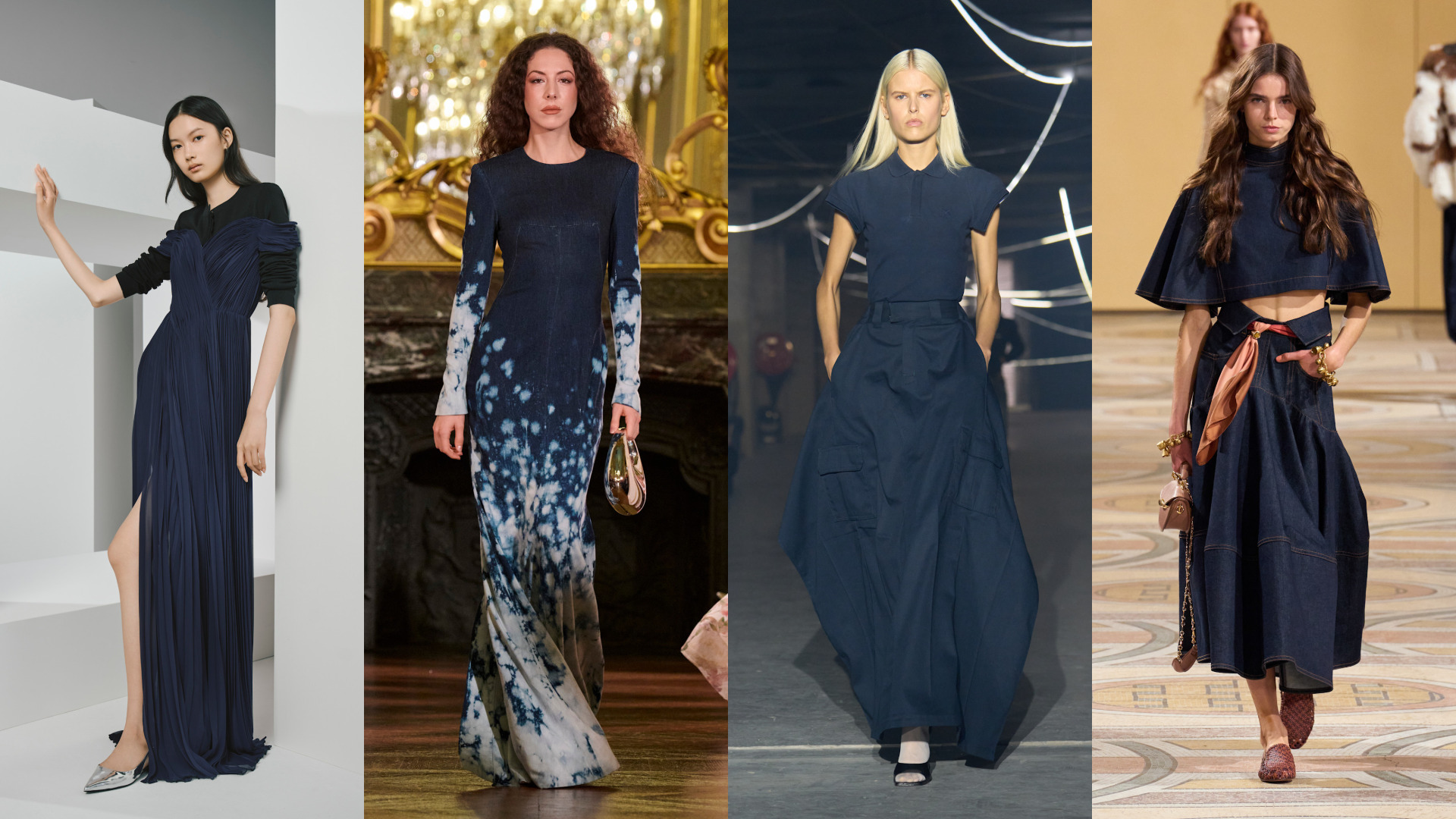 إطلالات ناعمة وهادئة باللون الكحلي