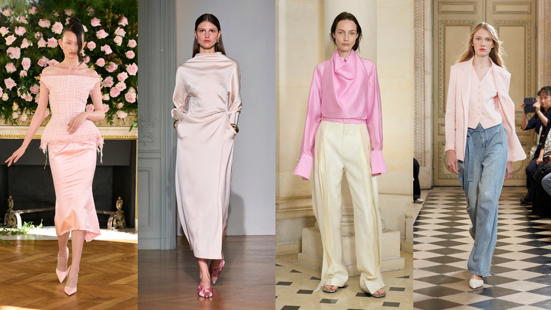 إطلالات أنثوية باللون الوردي من عروض أزياء 2026‏