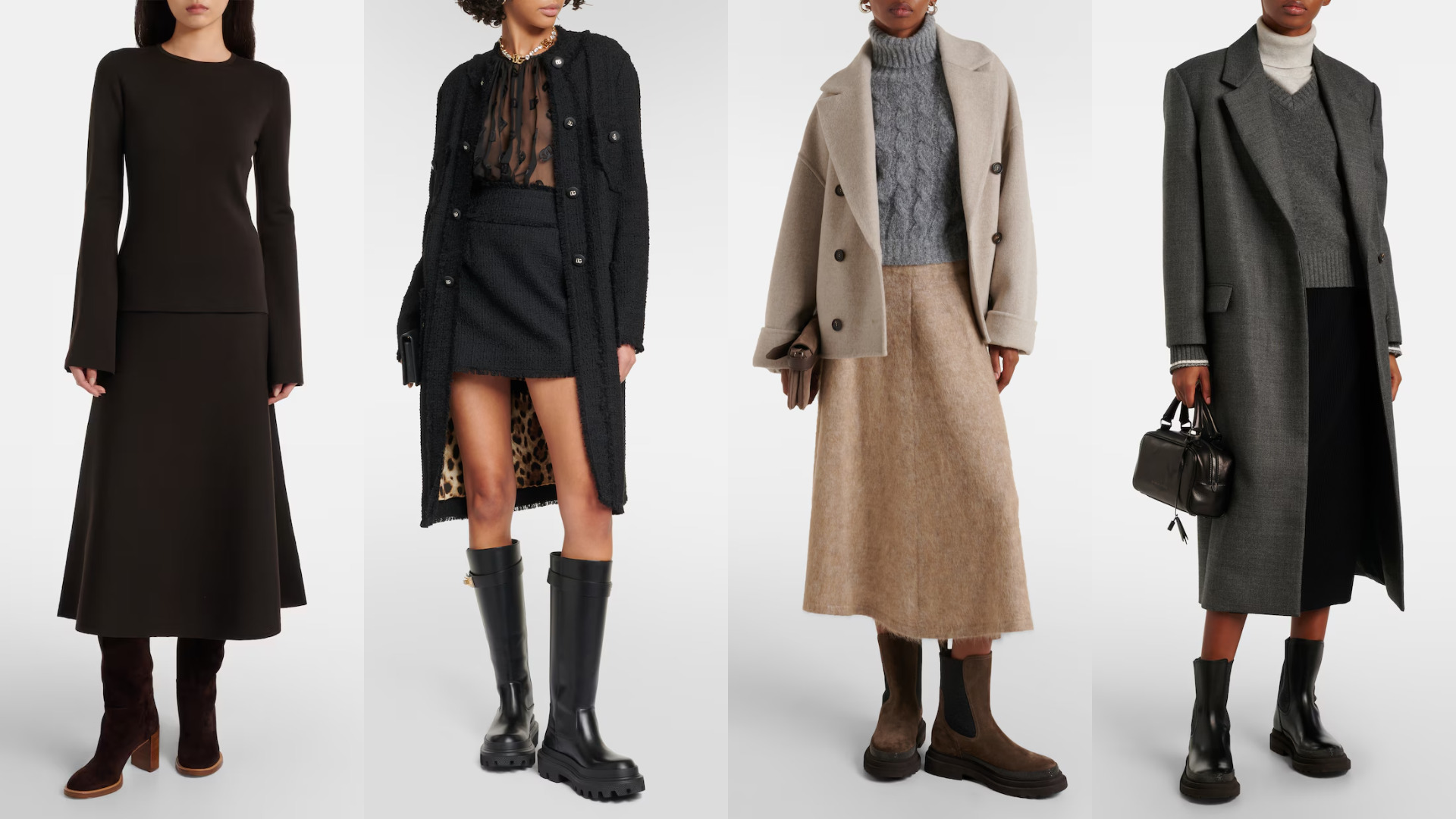 إطلالات بأحذية مختلفة مع تنانير صوفية من Brunello Cucinelli وDolce&Gabbana وGabriela Hearst