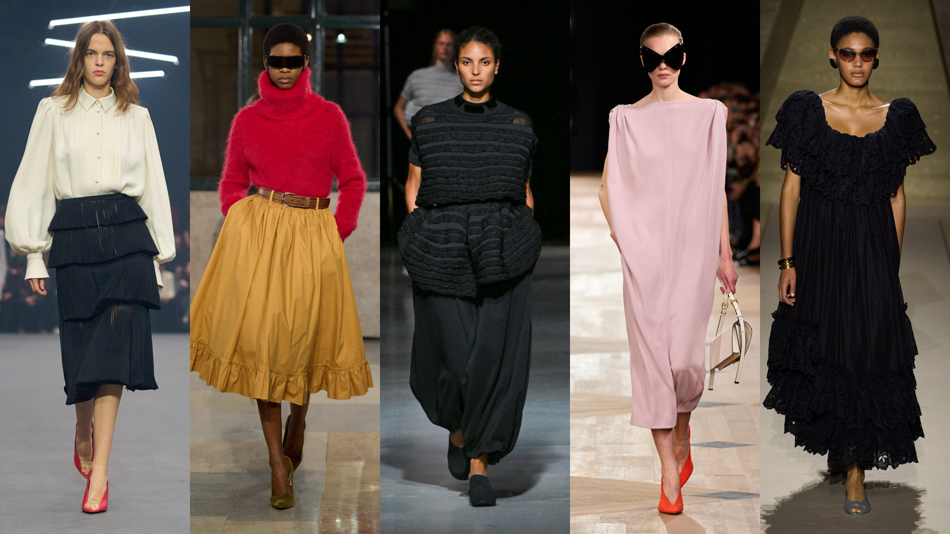 إطلالات بأقمشة انسيابية ومفعمة بالحيوية