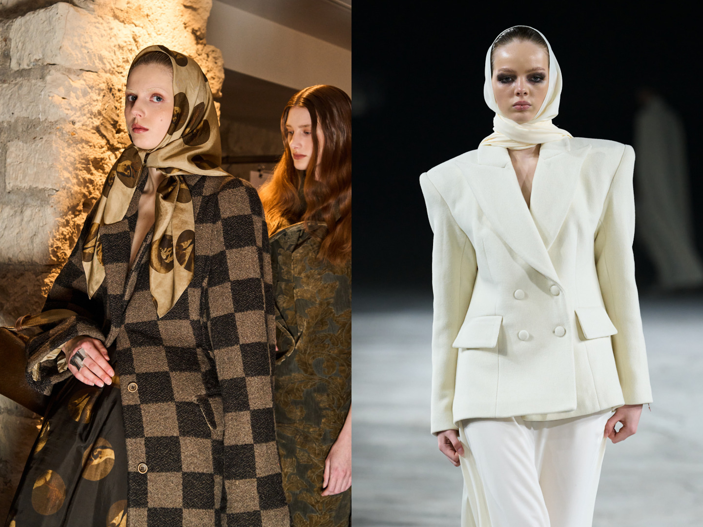 إطلالات بوشاح على الشعر من Vol وUma Wang