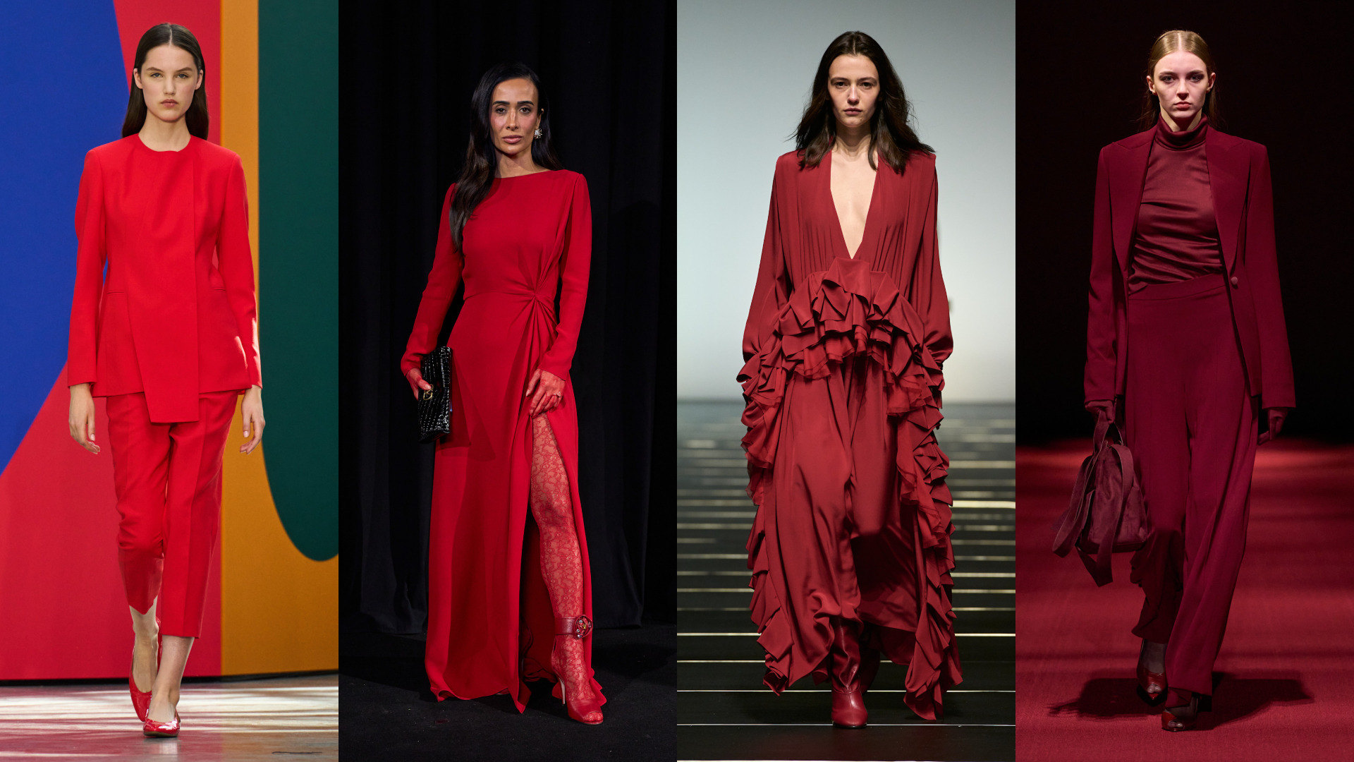 إطلالات باللون الأحمر من عروض أزياء 2026‏