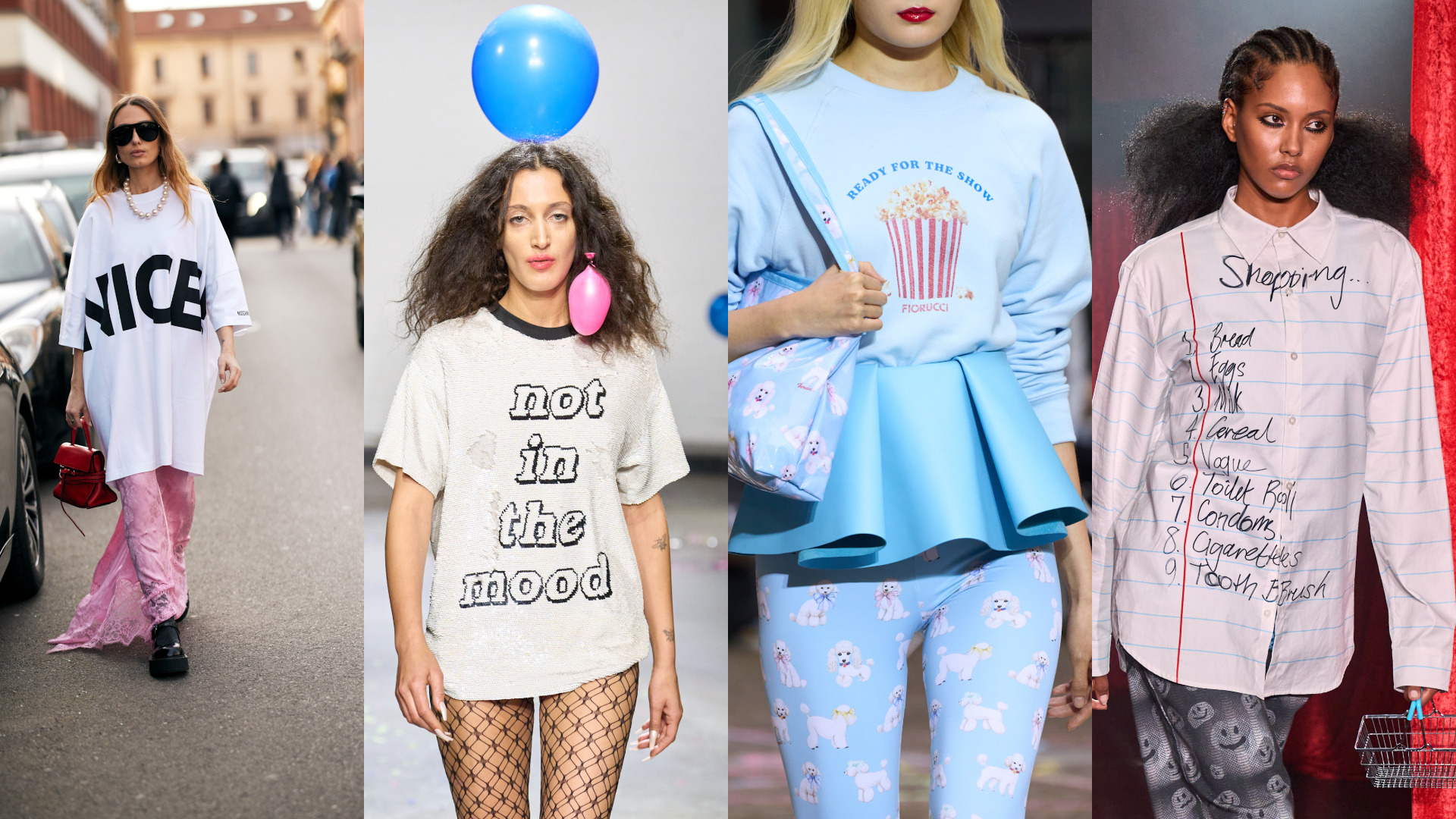 إطلالات بعبارات مطبوعة من Mains وFiorucci وAshish وشوارع ميلان