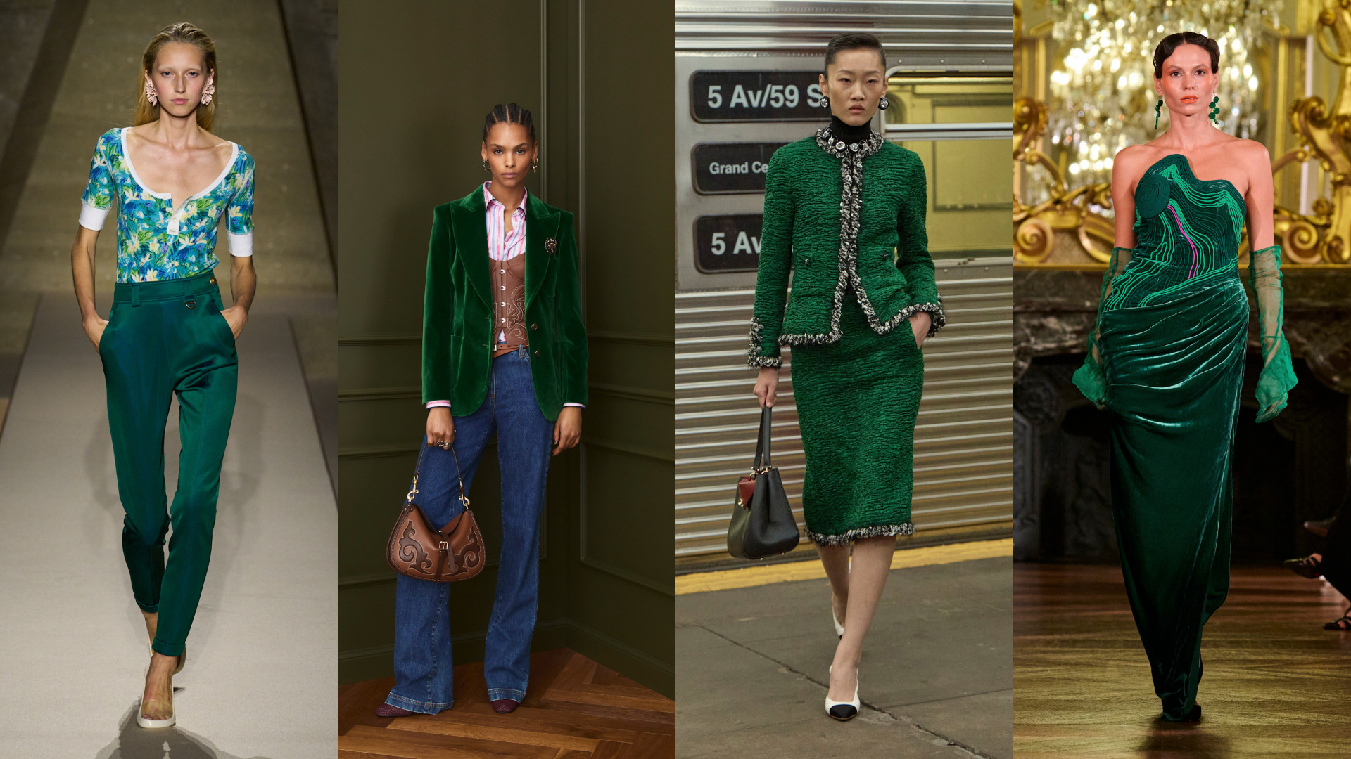 إطلالات راقية باللون الأخضر الزمردي ‏