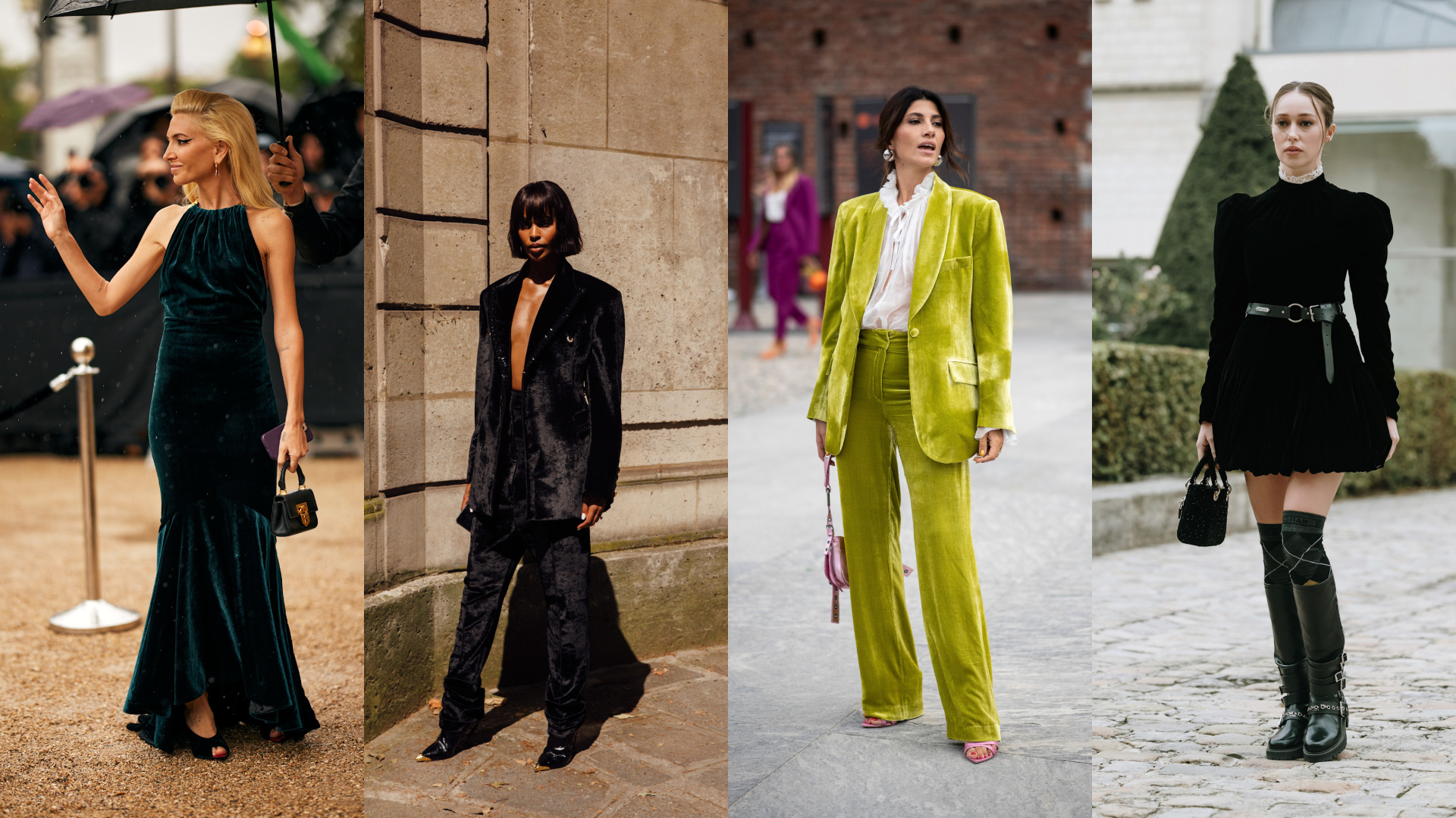 إطلالات غير اعتيادية بالمخمل من شوارع الموضة