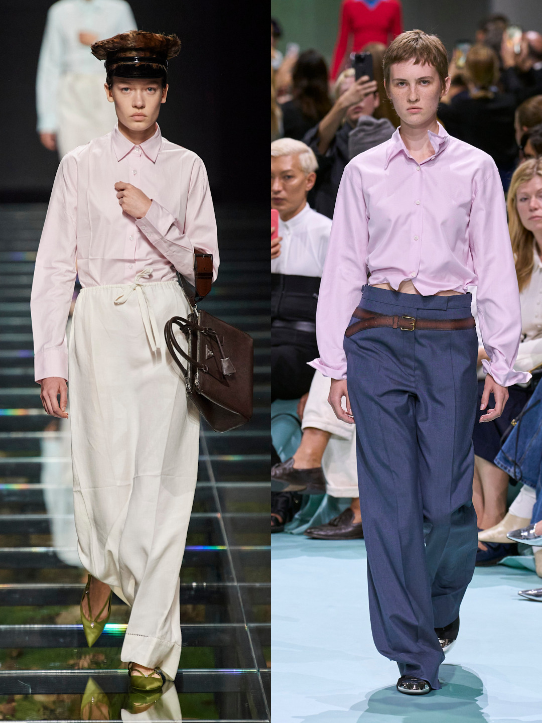 إطلالات مختلفة بقمصان وردية من ‏Prada