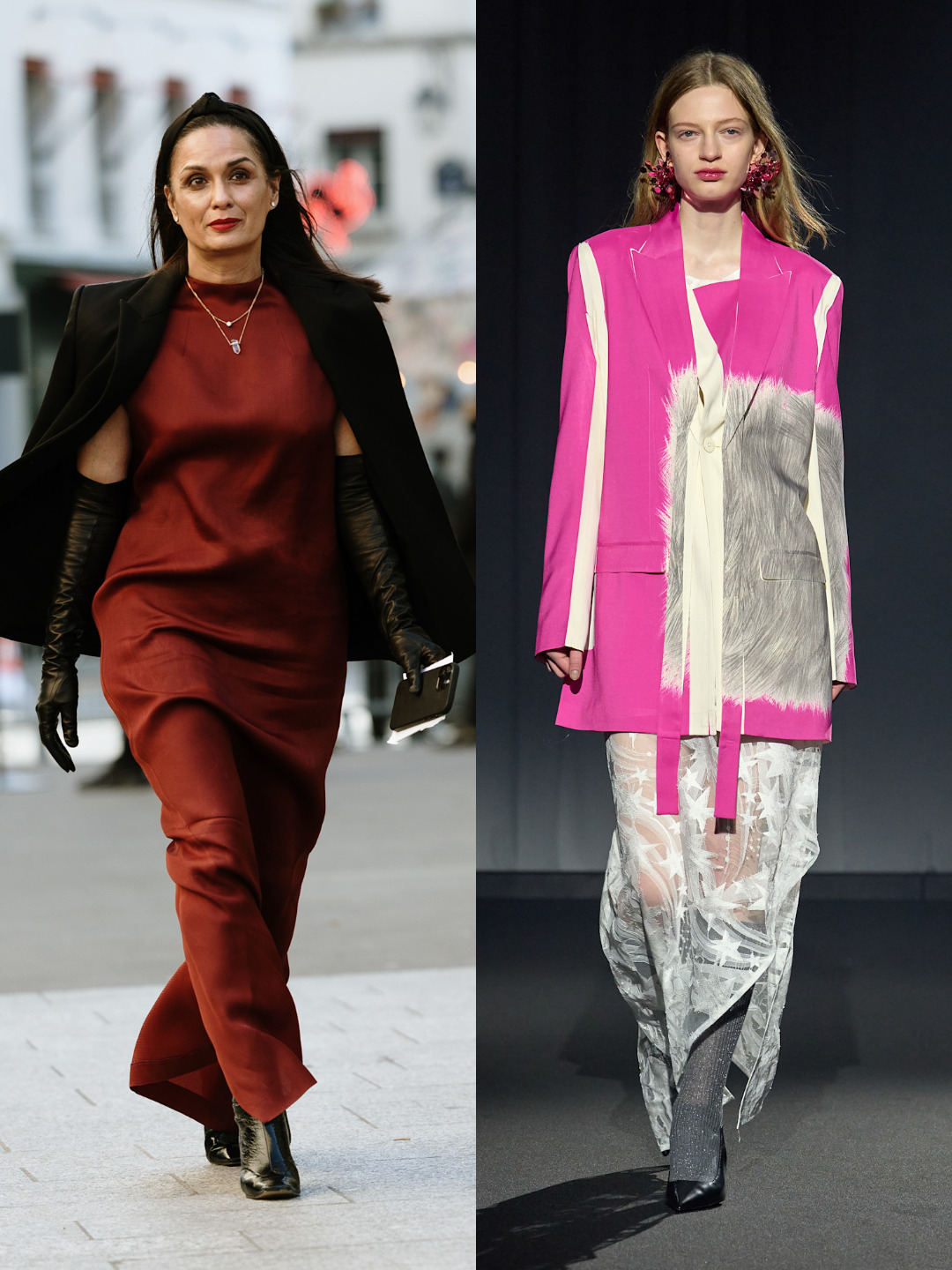 إطلالات من الفساتين الطويلة مع البليزر