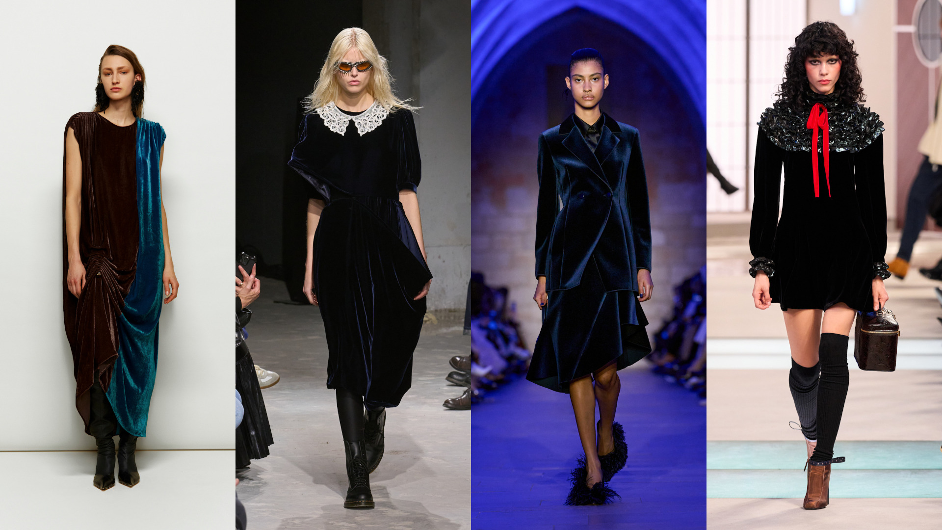 إطلالات من المخمل الثقيل من Vuitton وAkris وWatanabe وRochas