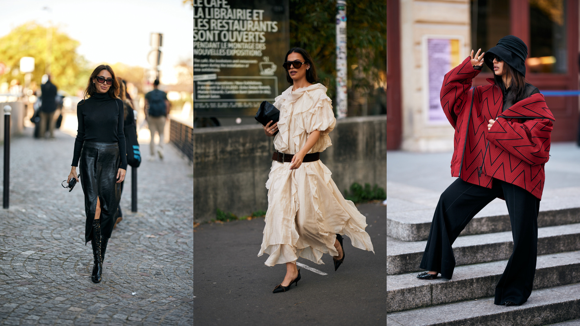 إطلالة كلاسيكية وأخرى جريئة وثالثة أنثوية من شوارع باريس