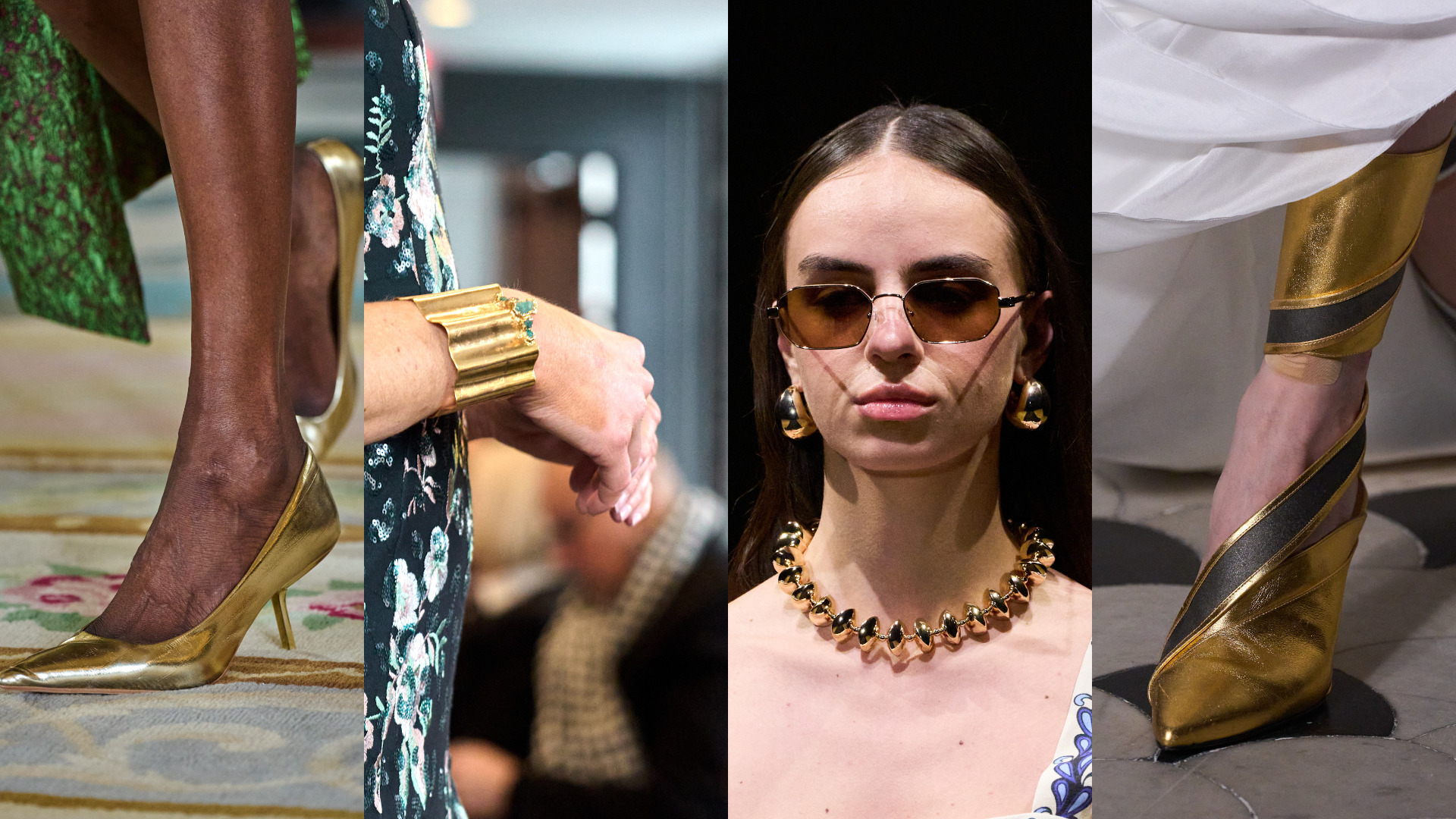 إكسسوارات وأحذية باللون الذهبي