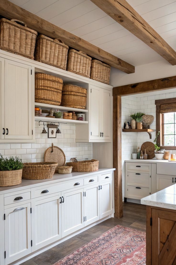 استخدام سلال تتناسق مع ديكور المطبخ