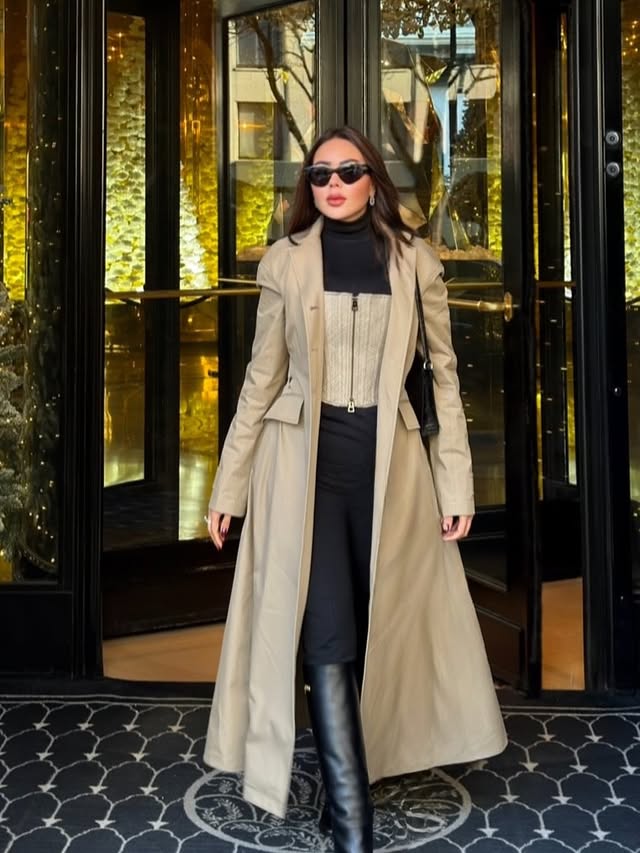 أسما إبراهيم بإطلالة الـ "Street Style" بالبيج والأسود