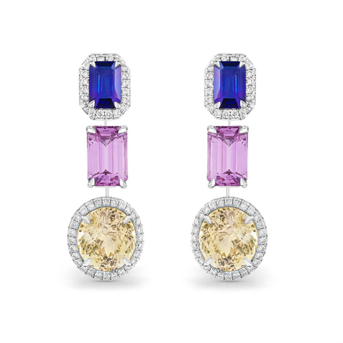 اقراط BLUE, PINK & YELLOW SAPPHIRE من Asprey jewelry