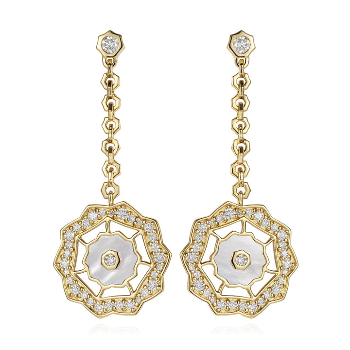 اقراط Sunrise Diamond & Mother of Pearl من jsay jewelry