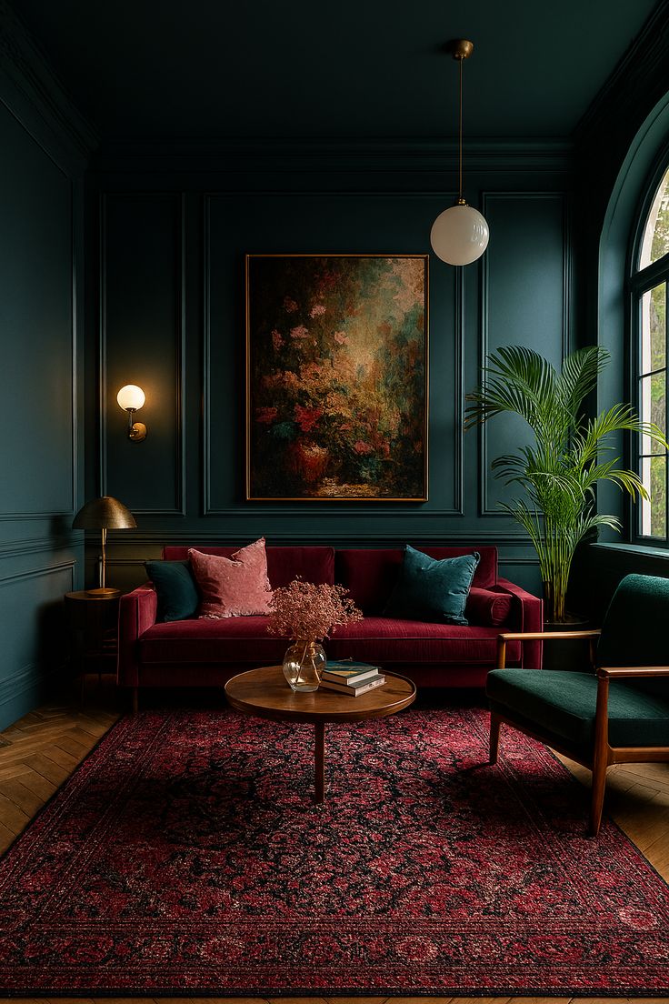 الأحمر العميق من أجمل درجات العقيق التي يمكن اختيارها لغرفة المعيشة