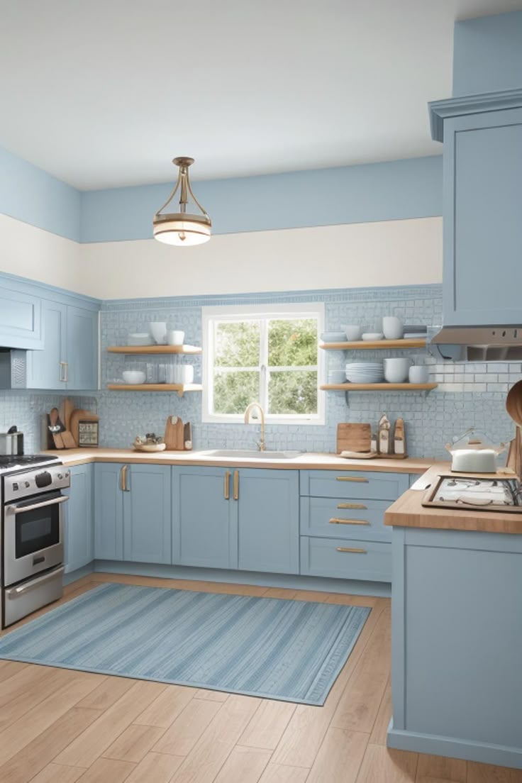 الأزرق البودرة بطل ألوان المطبخ