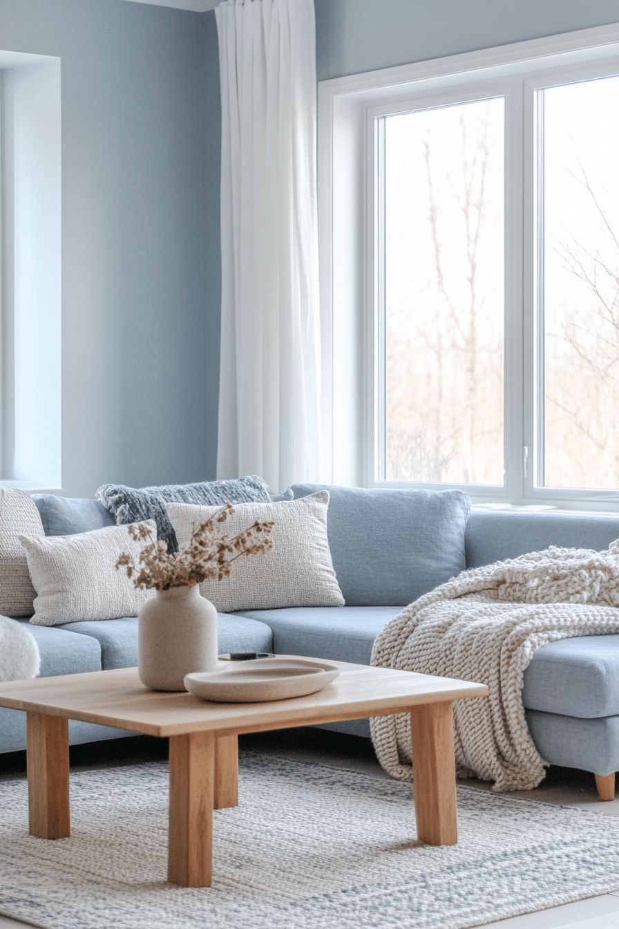 الأزرق البودرة في الديكورات التي تميل للبساطة والهدوء