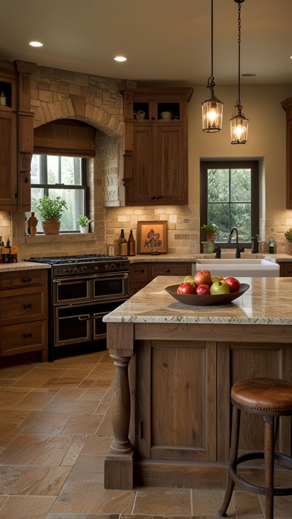 الأسطح الحجرية تعزز من سحر المطبخ التوسكاني العصري