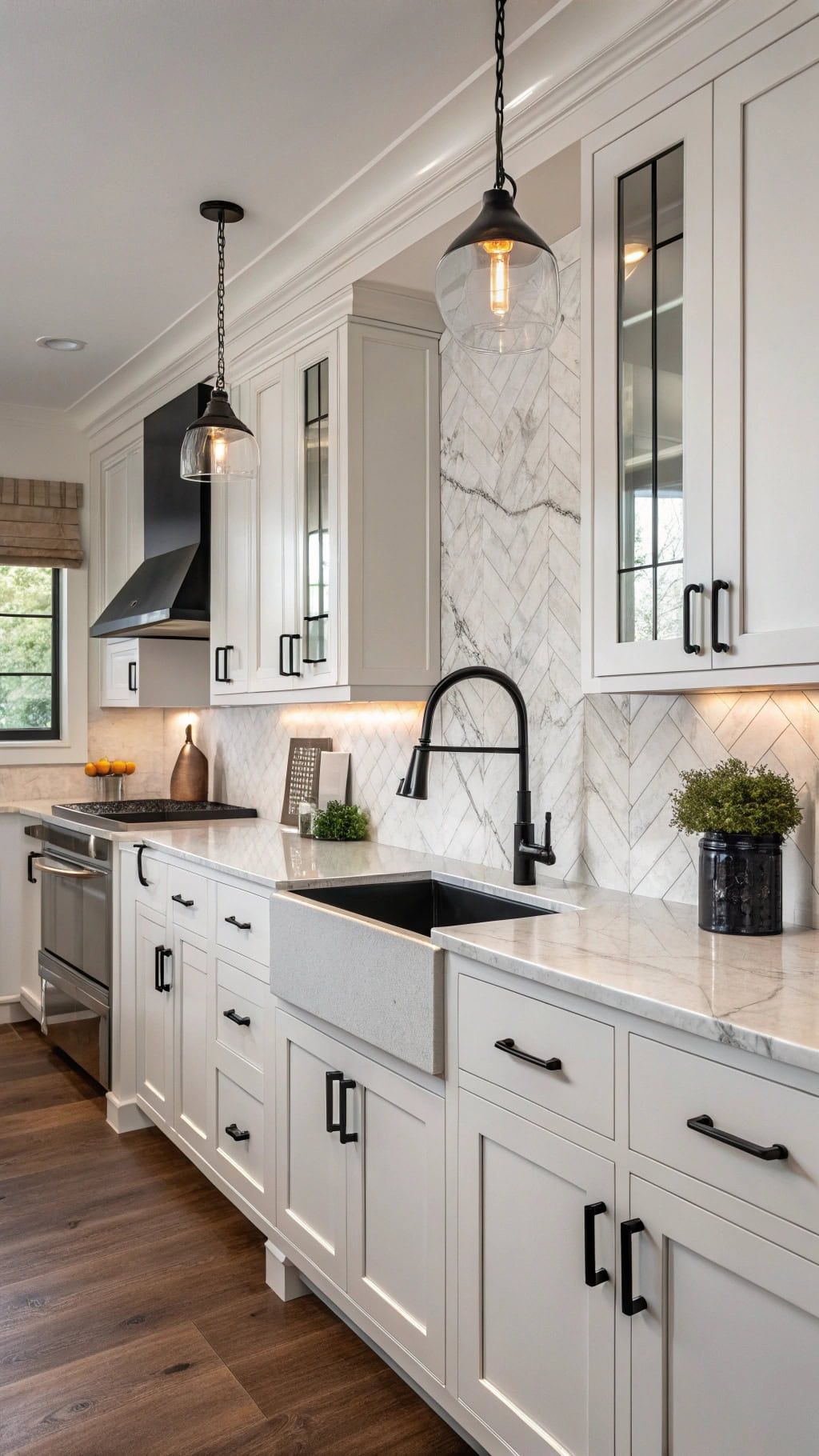 الإفراط في استخدام الشطيب الأسود غير اللامع لأجهزة المطبخ، يخلق تباين صارخ بين عناصر المساحة