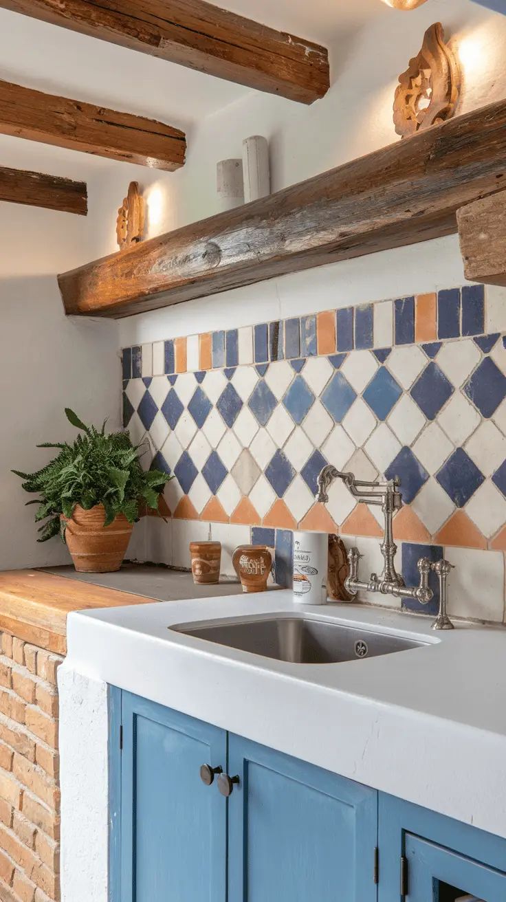 الباكسبلاش البياني هو قطعة فنية في المطبخ التوسكاني المعاصر