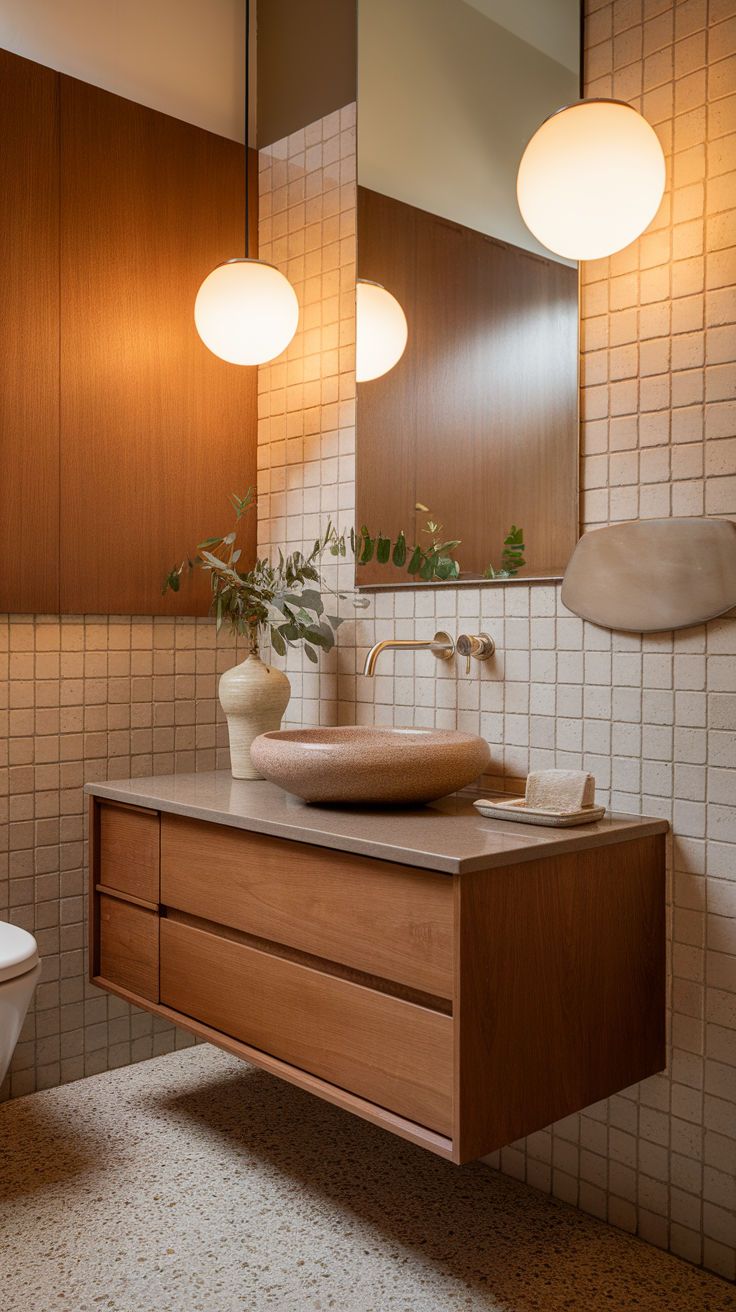 البلاط الصغير الحجم يجعل الحمام يبدو أكثر ازدحامًا