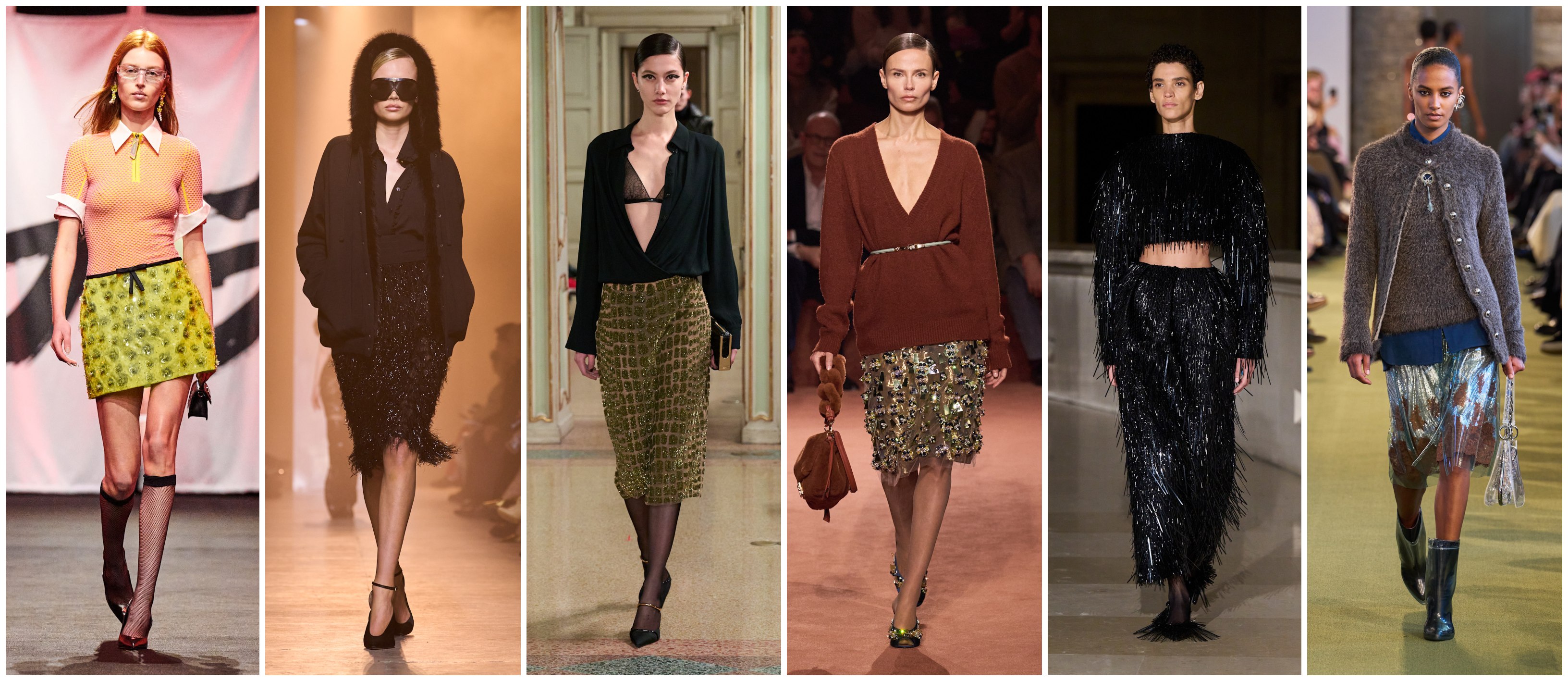 التنانير المزخرفة لدى كل من رابان، اردم، فندي، اليزابيتا فرانكي، ايلي صعب، وكازابلانكا