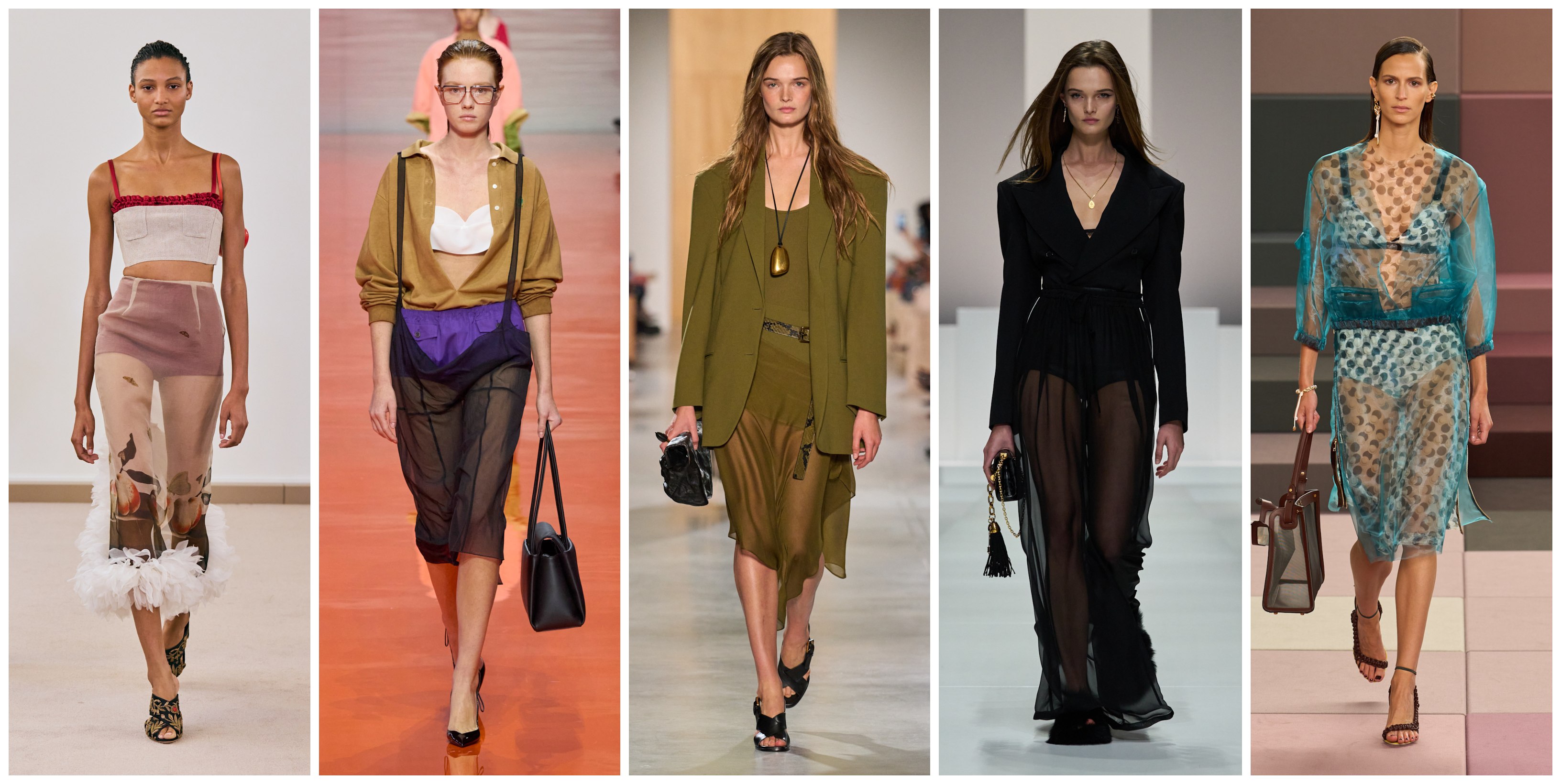 التنورة الشفافة كما شاهدناها لدى كل من فندي، دولتشي أند غابانا، مايكل كورس، برادا وجيامباتيستا فالي