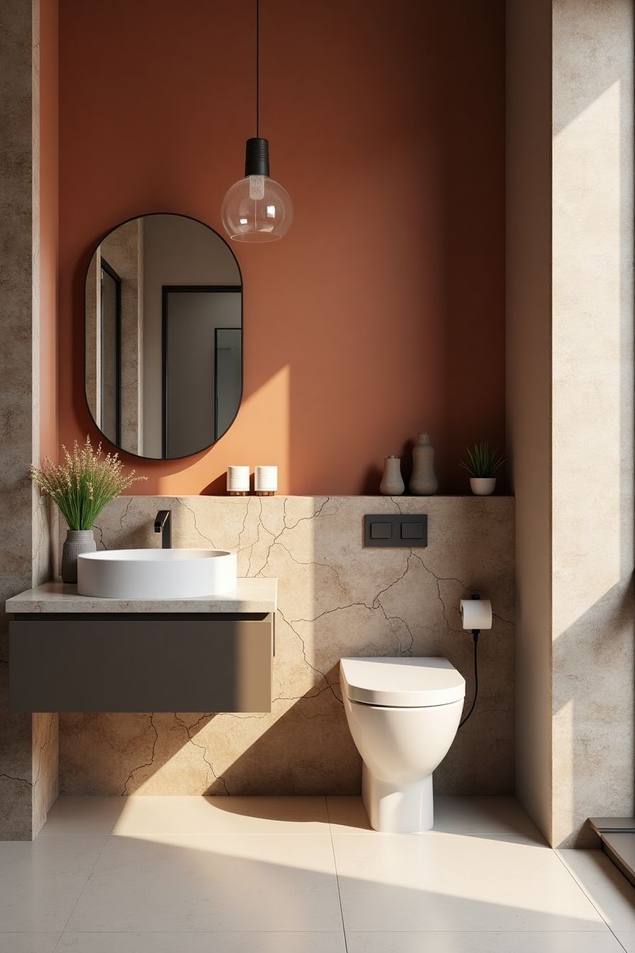 التيراكوتا من الألوان المتوقع رواجها في حمامات 2026