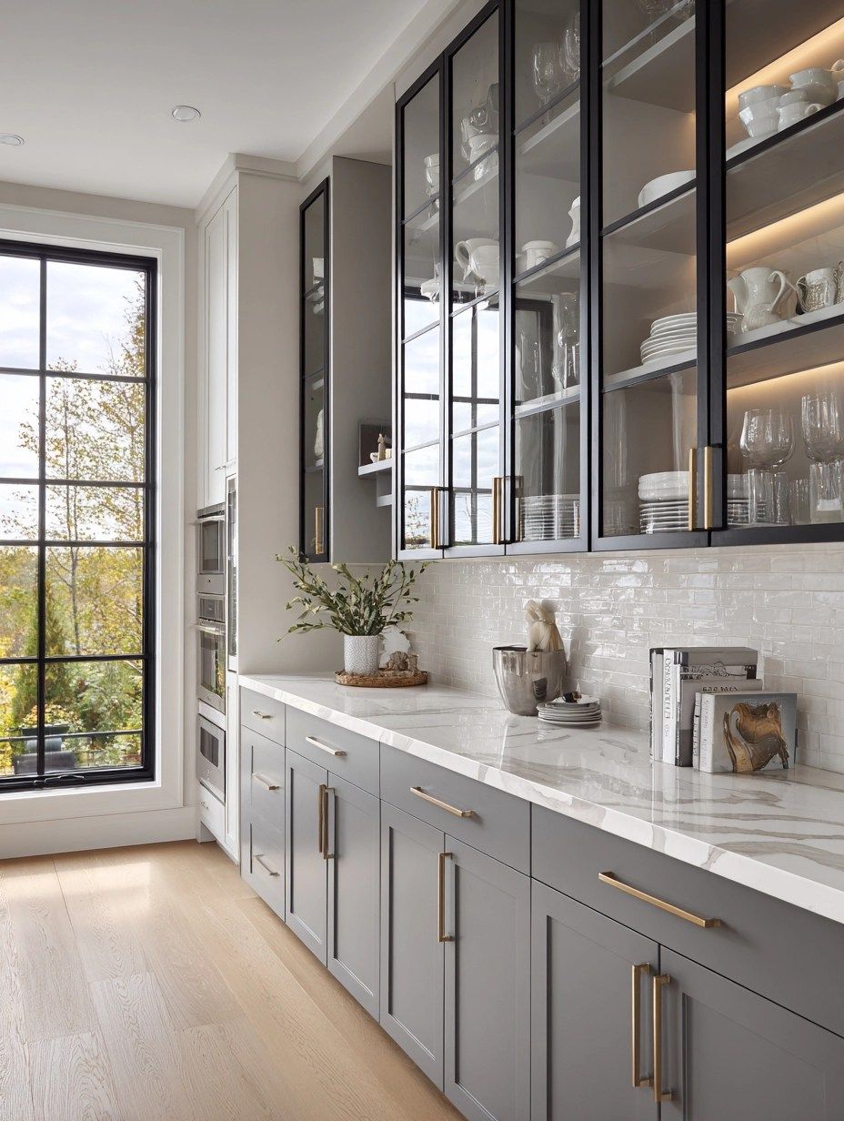 الخزائن ذات الواجهات الزجاجية هي أقل عملية في المطابخ اليومية