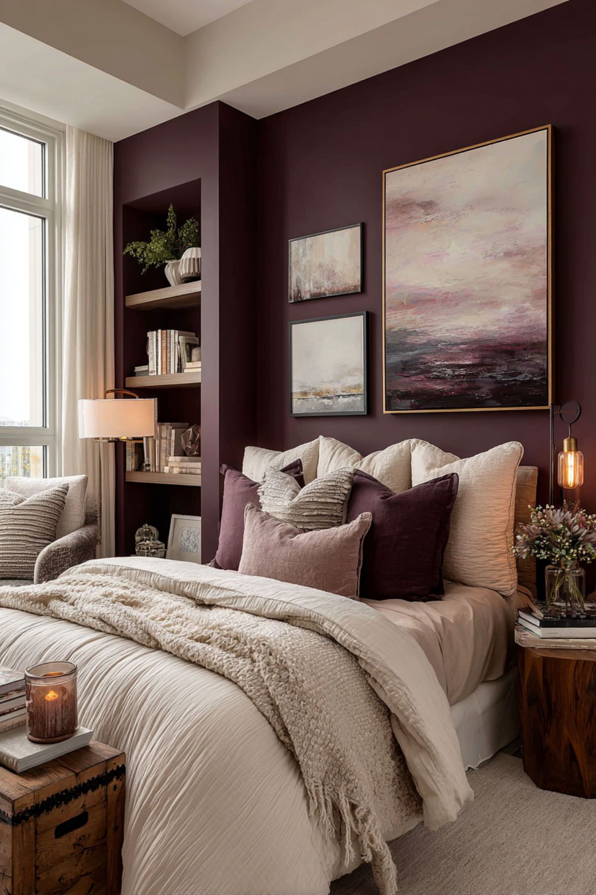 الدرجات الداكنة من اللون الباذنجاني خيارًا شائعًا لغرف النوم في 2026